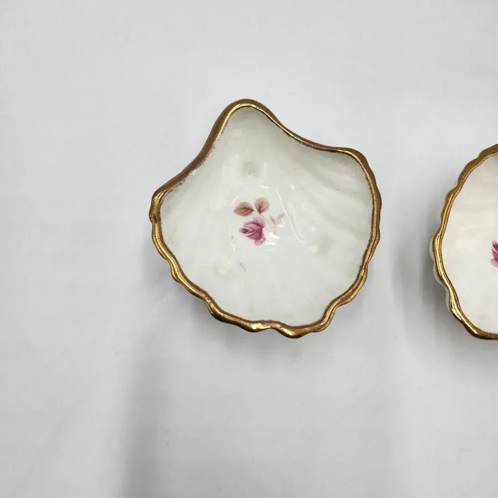 Vintage Set 2 Jubilee Fine Bone China Flower England Shell Shaped Trinket Dish